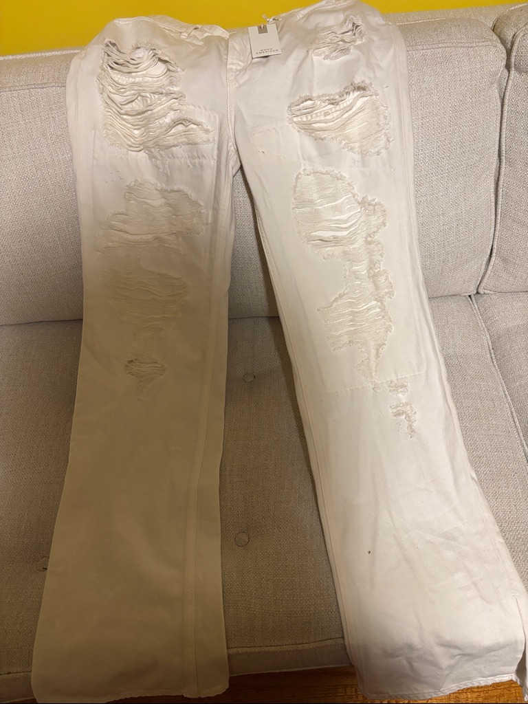Good American White Distressed Flare Jeans